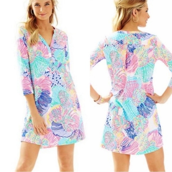 Lilly Pulitzer Dresses & Skirts - Lilly Pulitzer Ali Dress Roar of the Seas 3/4 Sleeve Casual Dress Size Medium